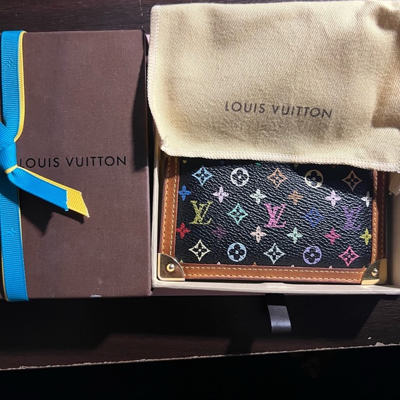 ‼️SOLD‼️ULTRA RARE LOUIS VUITTON MURAKAMI MULTICOLOR BLACK  MONOGRAM CARD HOLDER - Picture 6 of 17